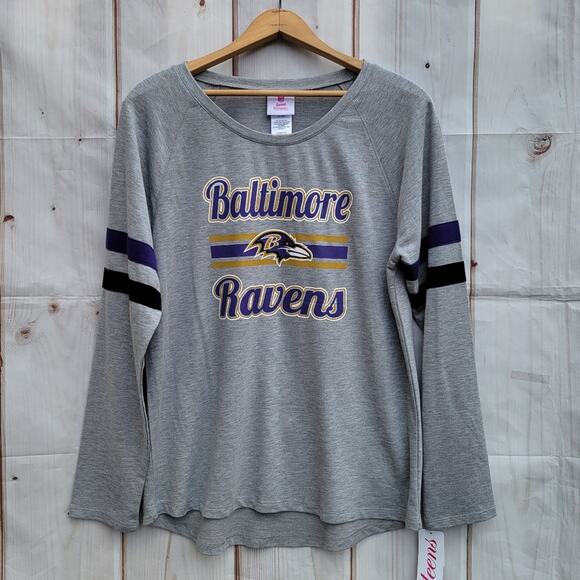 NFL Tops - NWT Baltimore Ravens NFL Teens Grey Long Sleeve Tee Size Juniors XL